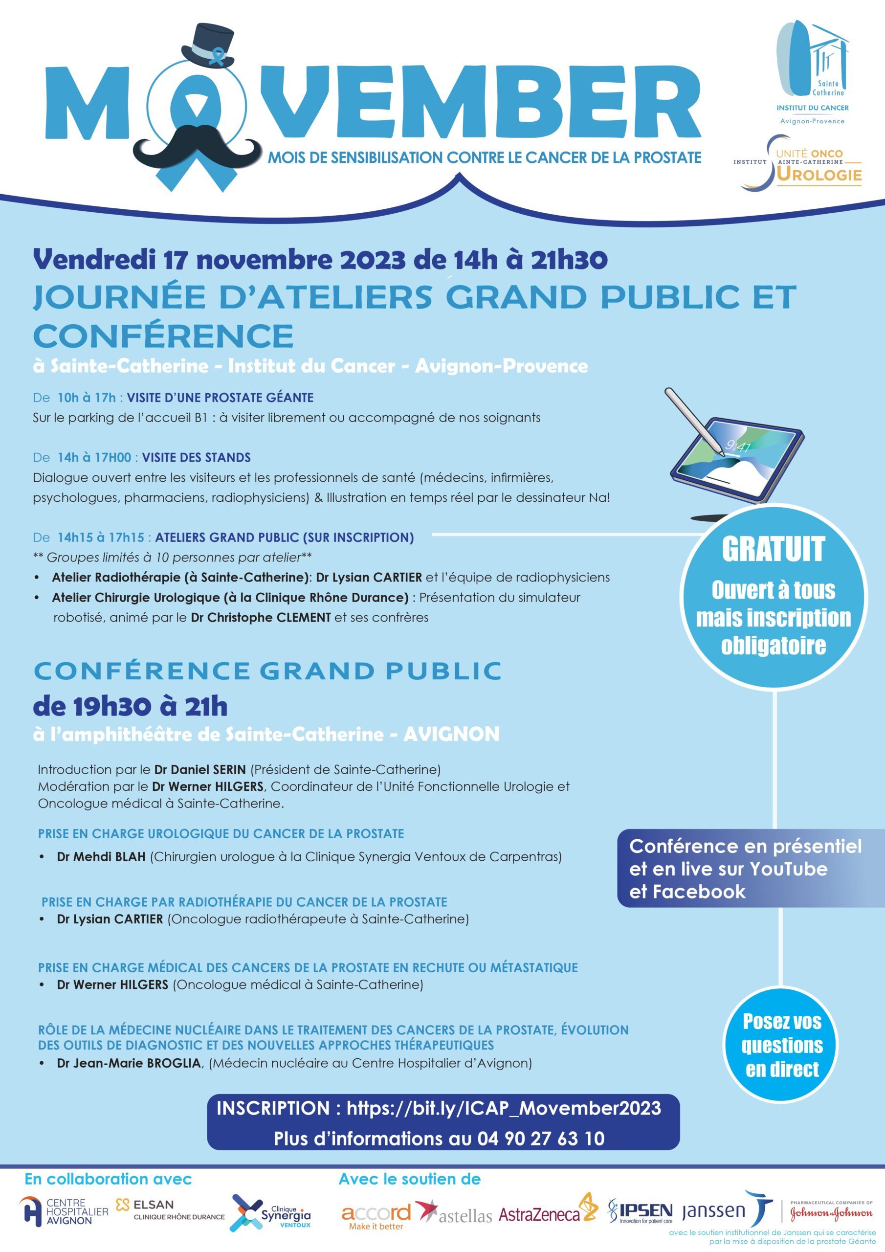 Affiche Conférence Grand Public Movember_page-0001 movember sensibilisation dépistage cancer de la prostate avignon conférence ateliers grand public