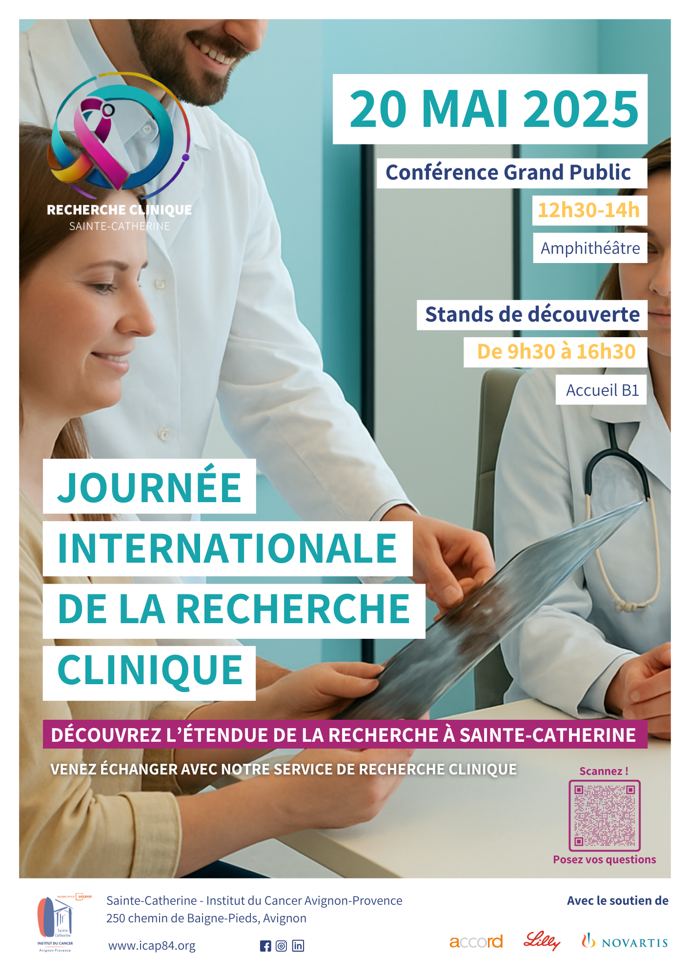 Affiche journée recherche clinique Journée internationale de la recherche clinique Sainte-Catherine
