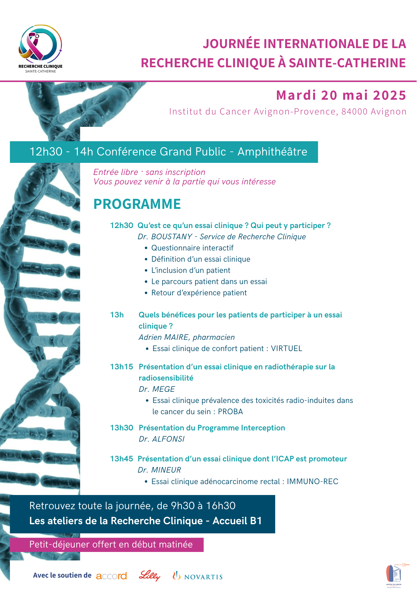 Programme conférence Recherche clinique_V2 Conférence Recherche clinique Sainte-Catherine